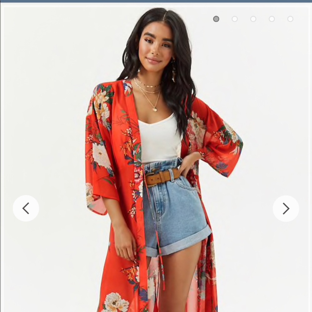 Red Floral Kimono - S